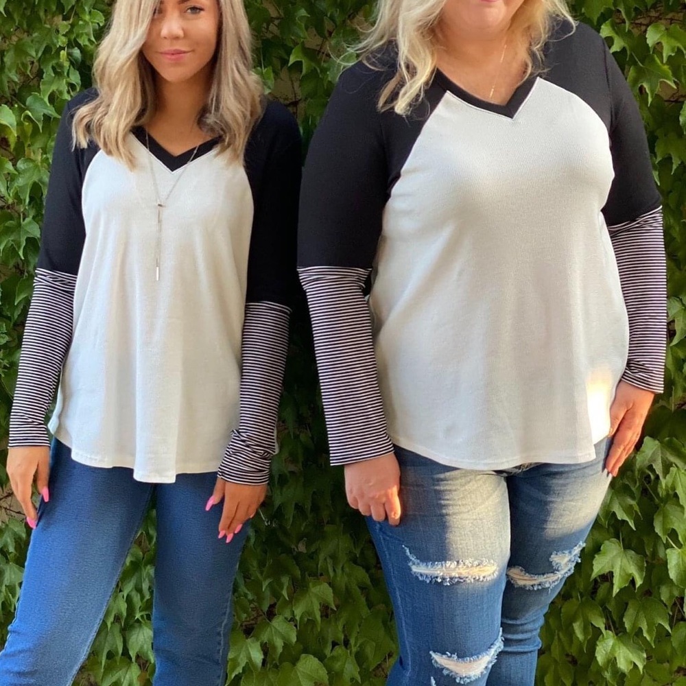 Black and White Color Block Top